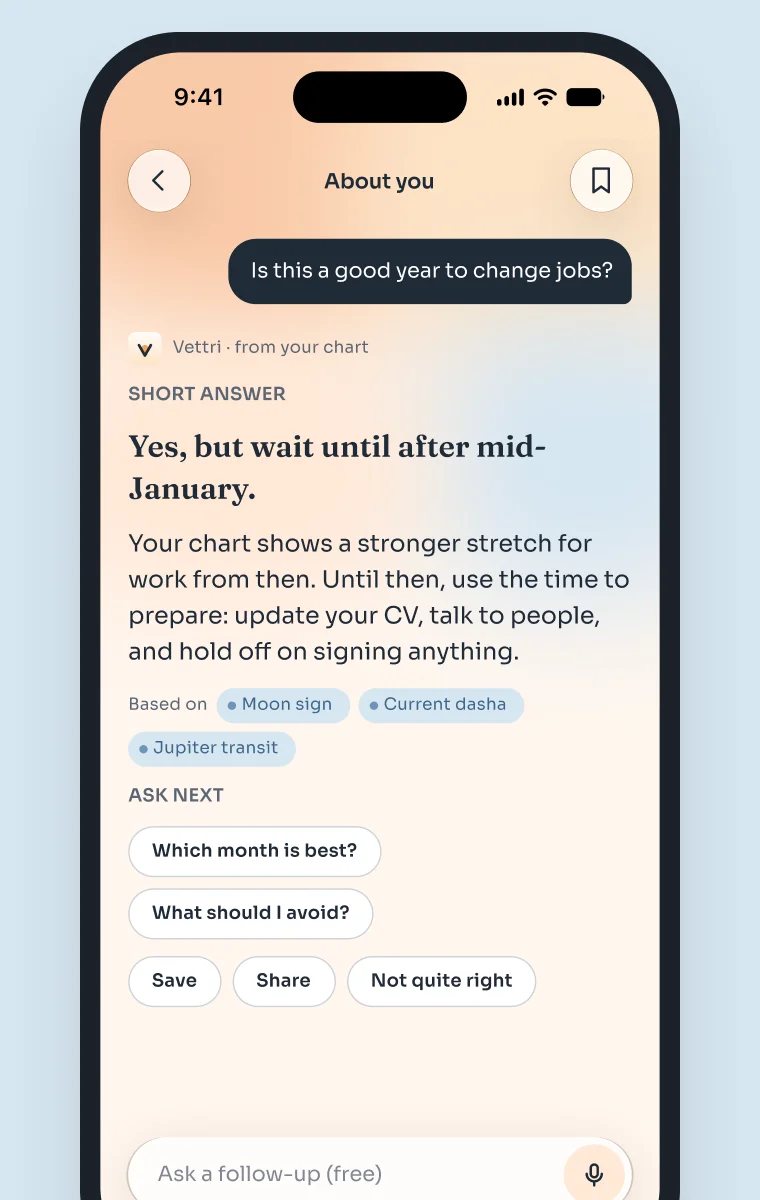 The Ask screen answering a question from your chart